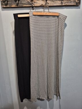 Casual Women's Maxi Skirts - Black & Gray Stripe Dalia Size S/M